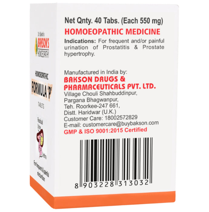 Bakson's Homeopathy Homoeopathic Formula P Tablet