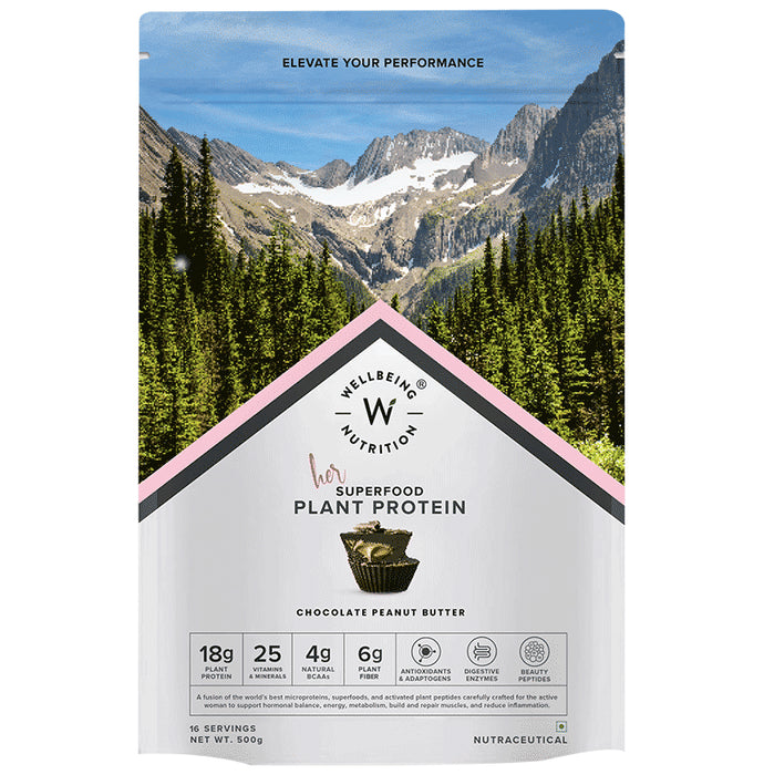 Wellbeing Nutrition Her Superfood Plant Protein Powder Chocolate Peanut Butter - Classic Derma