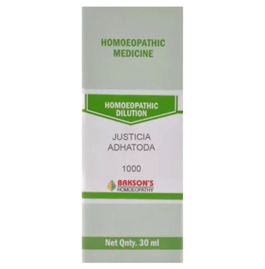 Bakson's Homeopathy Justicia Adhatoda Dilution 1000 CH - Classic Derma