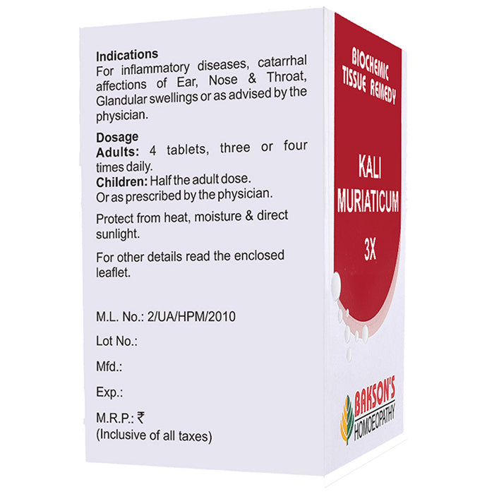 Bakson's Homeopathy Kali Muriaticum Biochemic Tablet 3X