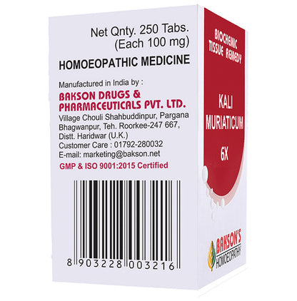 Bakson's Homeopathy Kali Muriaticum Biochemic Tablet 6X