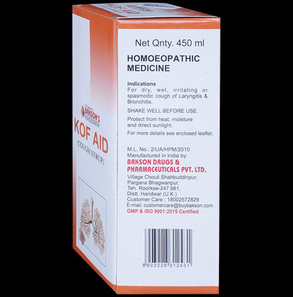 Bakson's Homeopathy Kof Aid Cough Syrup