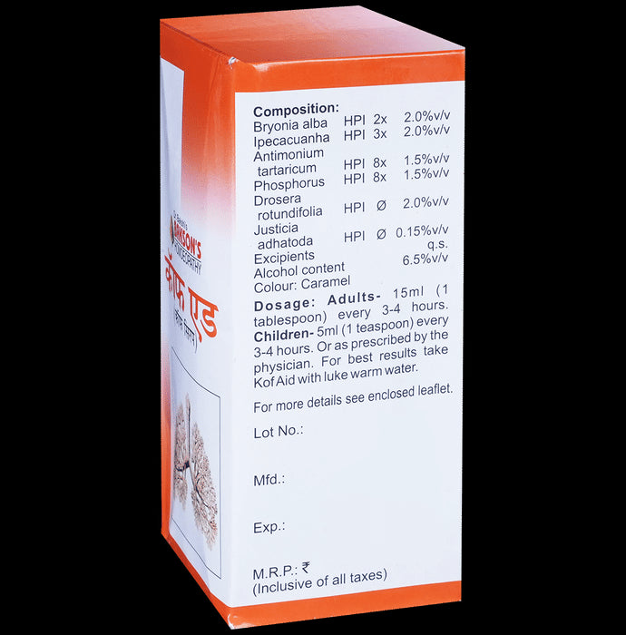 Bakson's Homeopathy Kof Aid Cough Syrup
