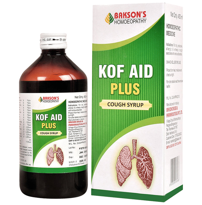 Bakson's Homeopathy Kof Aid Plus Cough Syrup - Classic Derma