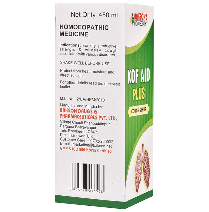 Bakson's Homeopathy Kof Aid Plus Cough Syrup
