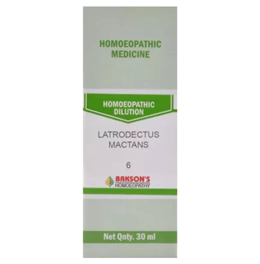 Bakson's Homeopathy Latrodectus Mactans Dilution 6 CH - Classic Derma