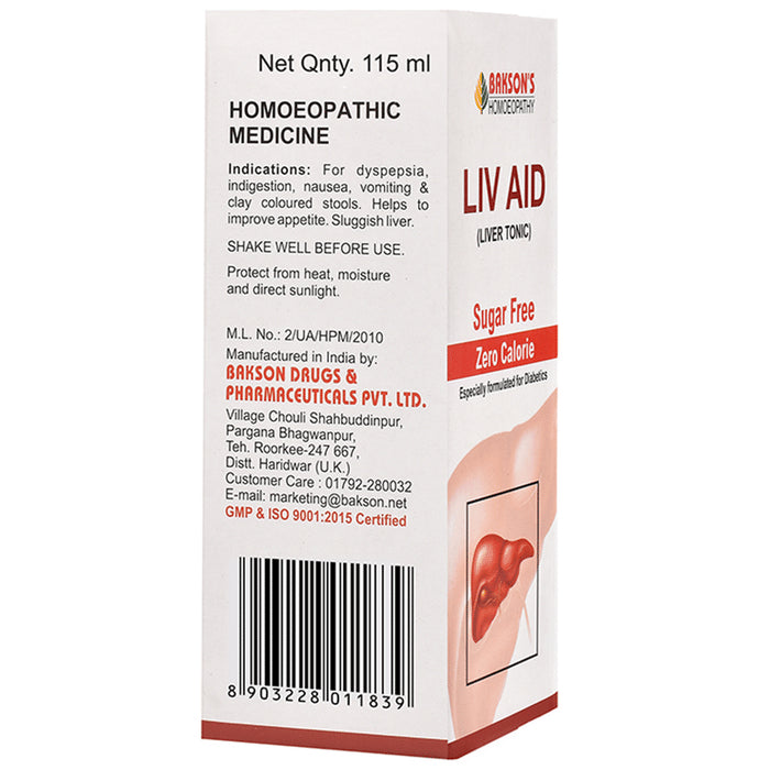 Bakson's Homeopathy Liv Aid Liver Tonic Sugar Free