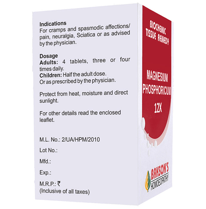 Bakson's Homeopathy Magnesium Phosphoricum Biochemic Tablet 12X