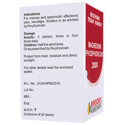 Bakson's Homeopathy Magnesium Phosphoricum Biochemic Tablet 200X