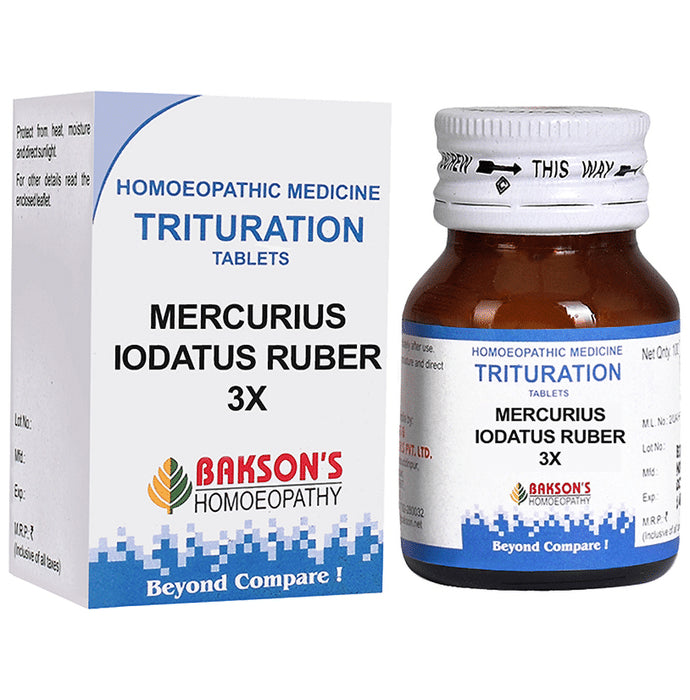 Bakson's Homeopathy Mercurius Iodatus Ruber Trituration Tablet 3X - Classic Derma