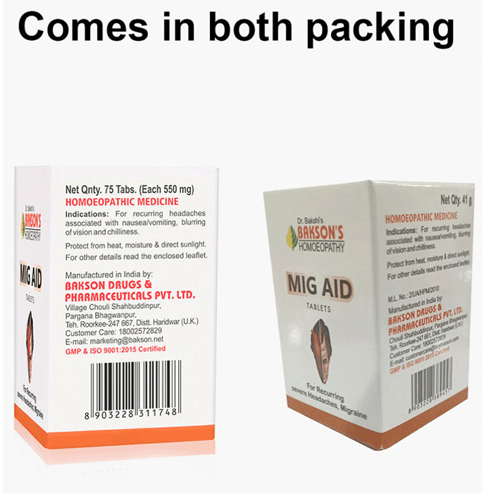 Bakson's Homeopathy Mig Aid Tablet