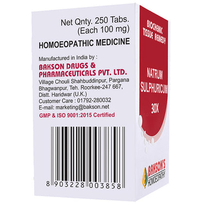 Bakson's Homeopathy Natrum Sulphuricum Biochemic Tablet 30X