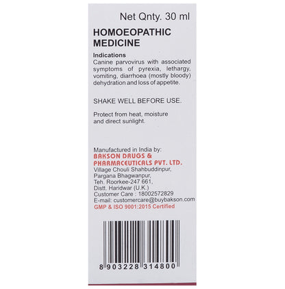 Bakson's Homeopathy Parvo Aid Drop for Veterinary Use