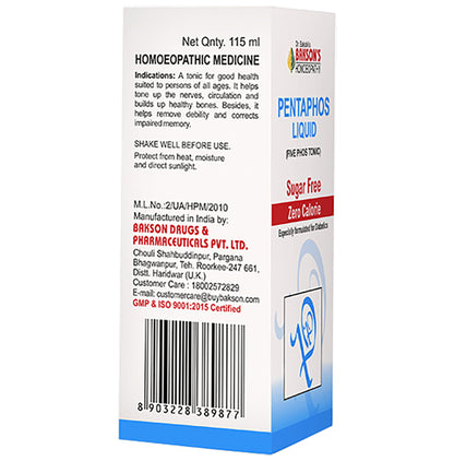 Bakson's Homeopathy Pentaphos Liquid Sugar Free
