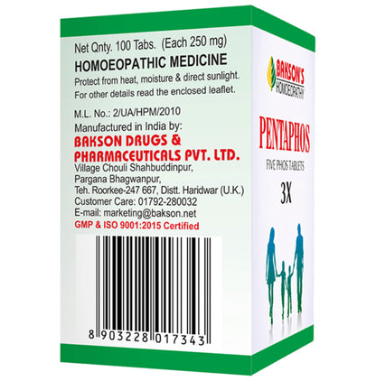 Bakson's Homeopathy Pentaphos Tablet 3X
