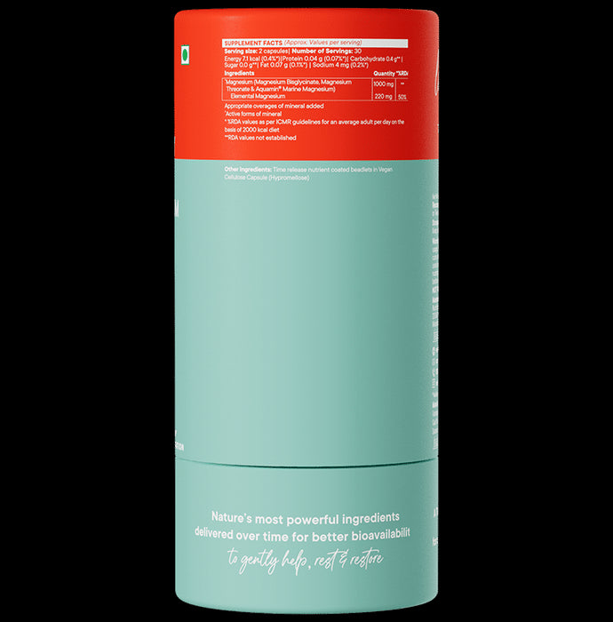 Wellbeing Nutrition Slow Triple Magnesium Complex with Glycinate, Aquamin Citrate & Threonate 1000mg Capsule