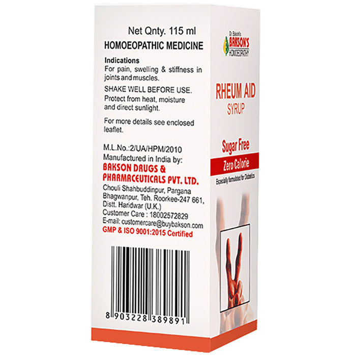 Bakson's Homeopathy Rheum Aid Syrup Sugar Free
