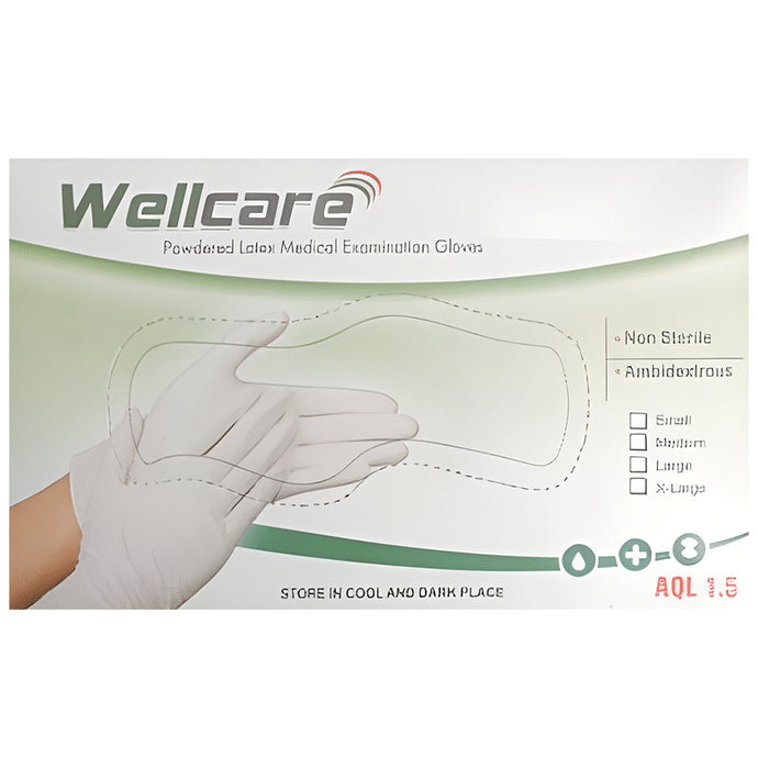 WellCare Powdered Latex Medical Examination Gloves (100 Each) - Classic Derma