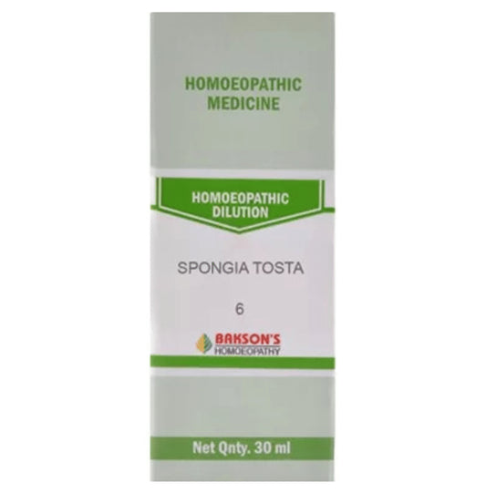 Bakson's Homeopathy Spongia Tosta Dilution 6 CH - Classic Derma