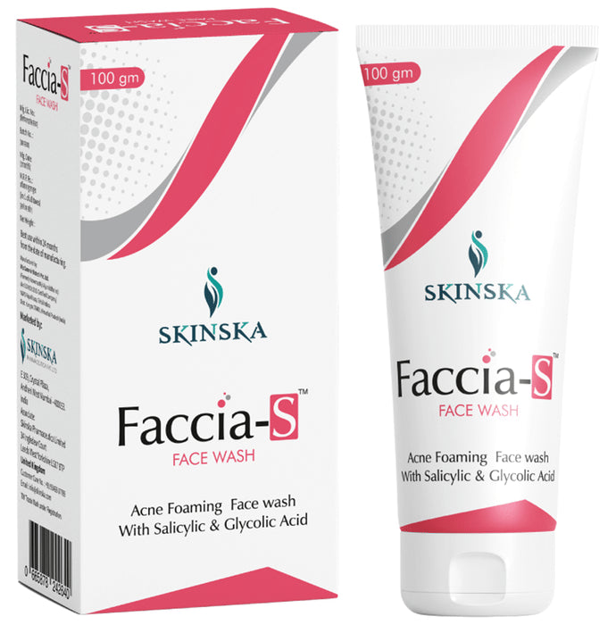 Faccia-S Face Wash with Salicylic & Glycolic Acid | For Acne Relief - Classic Derma