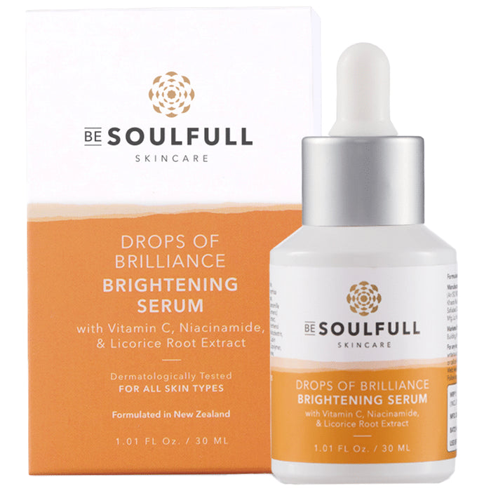 Be Soulfull Drops of Brilliance Brightening Serum with Vitamin C, Niacinamide & Licorice Root Extract - Classic Derma