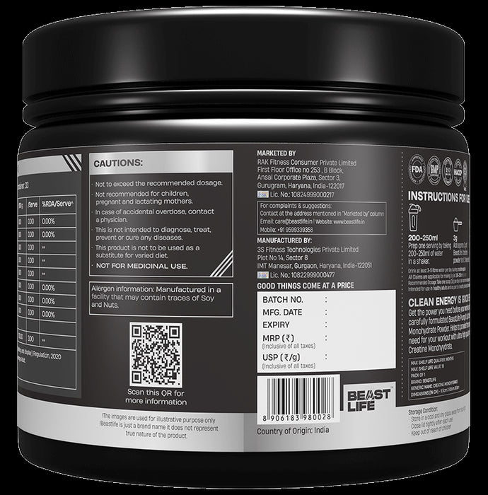 BeastLife Creatine Monohydrate Powder Unflavored