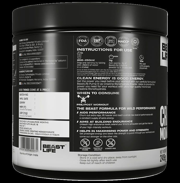 BeastLife Creatine Monohydrate Powder Unflavored