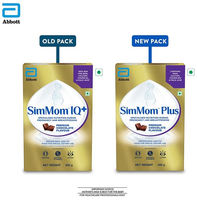 SimMom Plus with Vitamin E, Protein & Lutein | For Pregnant & Breastfeeding Women | Flavour Premium Chocolate Powder