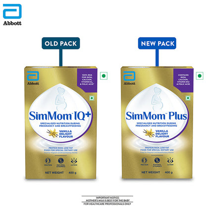 SimMom Plus with Vitamin E, Protein & Lutein | For Pregnant & Breastfeeding Women | Flavour Vanilla Delight Powder