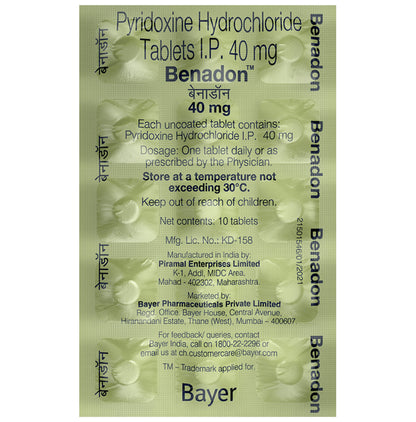 Benadon 40mg for Immunity, Mood Regulation & Protein Breakdown | Tablet - Classic Derma