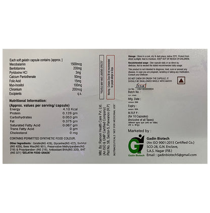 Benfozest Softgel with Mecobalamin, Calcium, Folic Acid & Myo-Inositol