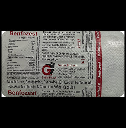 Benfozest Softgel with Mecobalamin, Calcium, Folic Acid & Myo-Inositol