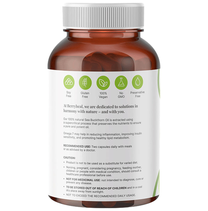 Berryheal Combo Pack of Omega 3,6,7,9 Life Oil Sea Buckthorn Whole Berry Oil Capsule & Omega 7 Rich Life Oil Sea Buckthorn Berry Fruit Oil Vegan Capsule (30 Each)