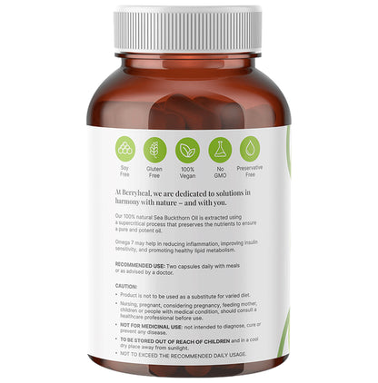 Berryheal Combo Pack of Omega 3,6,7,9 Life Oil Sea Buckthorn Whole Berry Oil Capsule & Omega 7 Rich Life Oil Sea Buckthorn Berry Fruit Oil Vegan Capsule (30 Each)