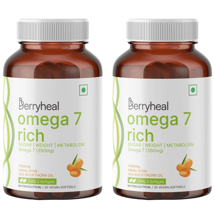 Berryheal Omega 7 Rich Life Oil Sea Buckthorn Berry Fruit Oil Vegan Capsule (30 Each) - Classic Derma