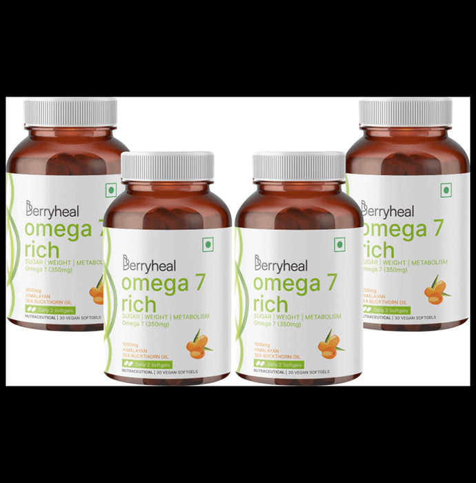 Berryheal Omega 7 Rich Life Oil Sea Buckthorn Berry Fruit Oil Vegan Capsule (30 Each) - Classic Derma