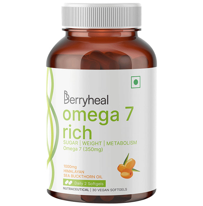 Berryheal Omega 7 Rich Life Oil Sea Buckthorn Berry Fruit Oil Vegan Capsule (30 Each)