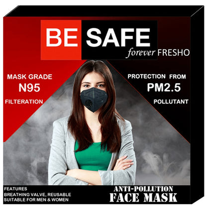 BESAFE Forever Fresho N95 PM2.5 Anti Pollution Mask Black - Classic Derma