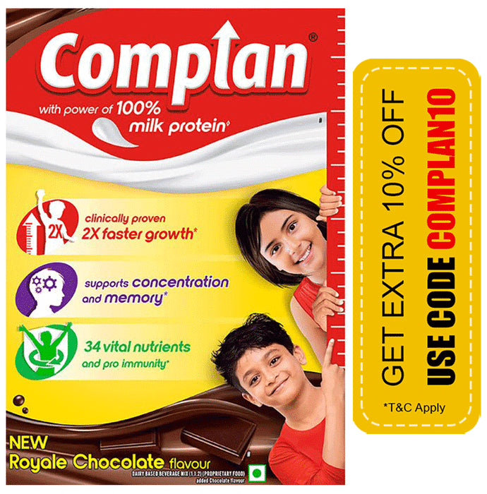 Complan Nutrition Drink Powder for Children | Nutrition Drink for Kids with Protein & 34 Vital Nutrients | Royale Chocolate - Classic Derma
