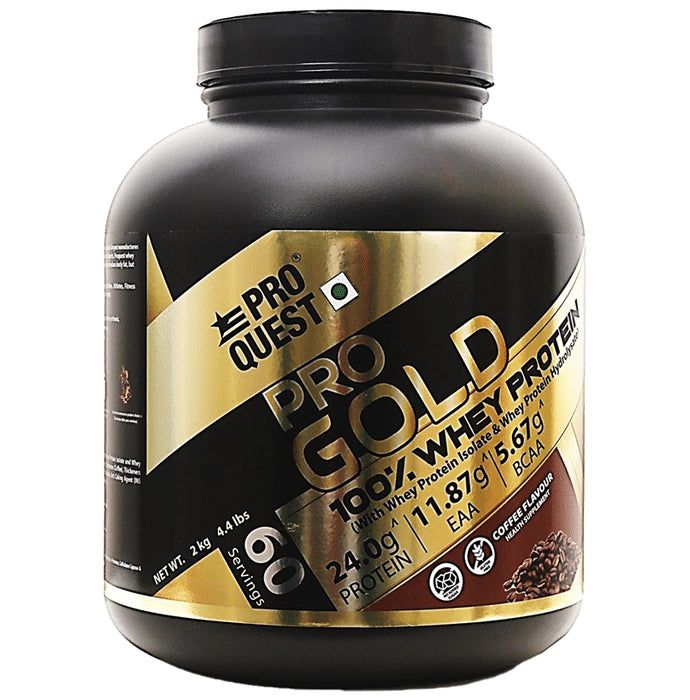 Pro Quest Pro Gold 100% Whey Protein Powder Coffee - Classic Derma