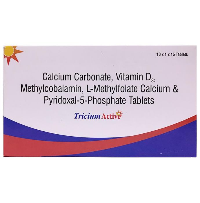 Tricium Active Tablet with Calcium, Vitamin D3 & Methylcobalamin | For Bone & Joint Support | Vitamin & Mineral Supplement - Classic Derma