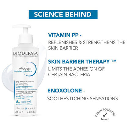 Bioderma Atoderm Intensive Gel | Ultra Soothing Cooling Care | For Very Dry, Irritated to Atopic Sensitive Skin