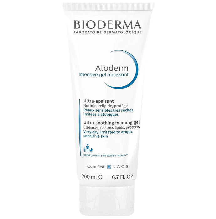 Bioderma Atoderm Intensive Moussant Face and Body Gel Wash | Paraben, Alcohol, Steroid, Colour & Fragrance-Free | Derma Care | For Very Dry, Irritated to Atopic Sensitive Skin - Classic Derma