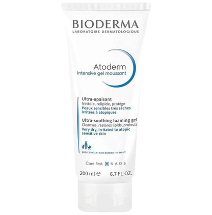 Bioderma Atoderm Intensive Moussant Face and Body Gel Wash | Paraben, Alcohol, Steroid, Colour & Fragrance-Free | Derma Care | For Very Dry, Irritated to Atopic Sensitive Skin - Classic Derma