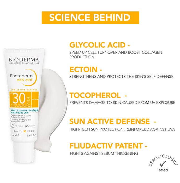 Bioderma Photoderm AKN Mat Sunscreen SPF 30 PA++++ | For Acne Prone Skin