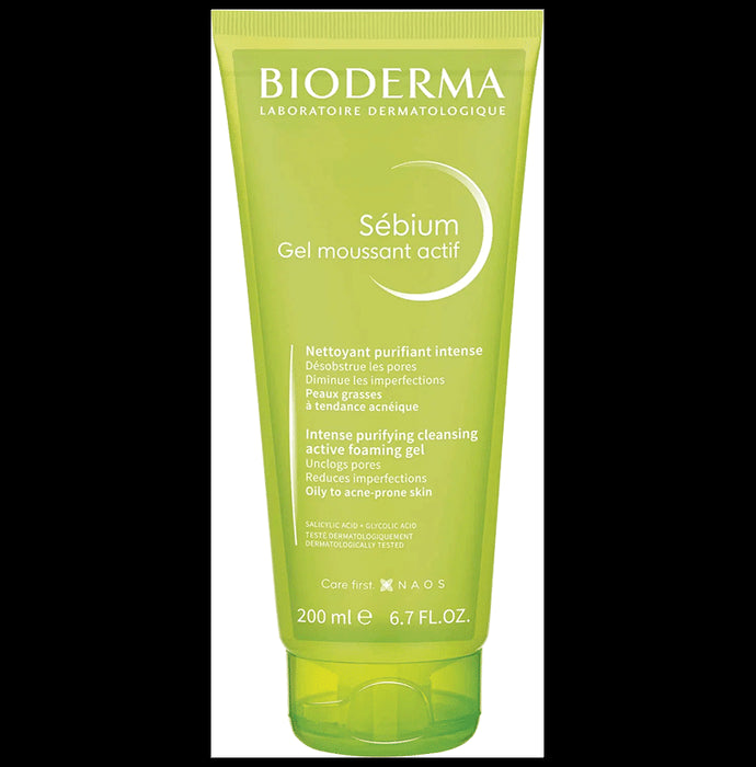 Bioderma Sebium Gel Moussant Actif cleanser with Salicylic & Glycolic acid for Acne Prone, Oily Skin Gel - Classic Derma