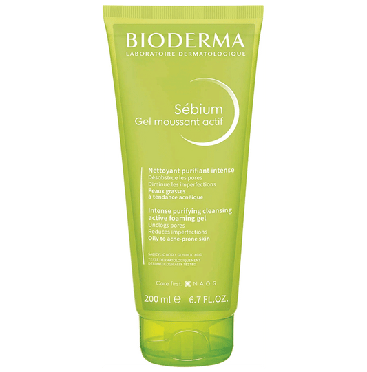 Bioderma Sebium Gel Moussant Actif cleanser with Salicylic & Glycolic acid for Acne Prone, Oily Skin Gel - Classic Derma