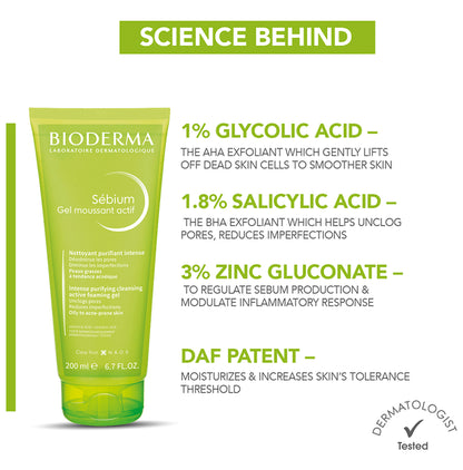 Bioderma Sebium Gel Moussant Actif Purifying Cleansing Active Foaming Gel