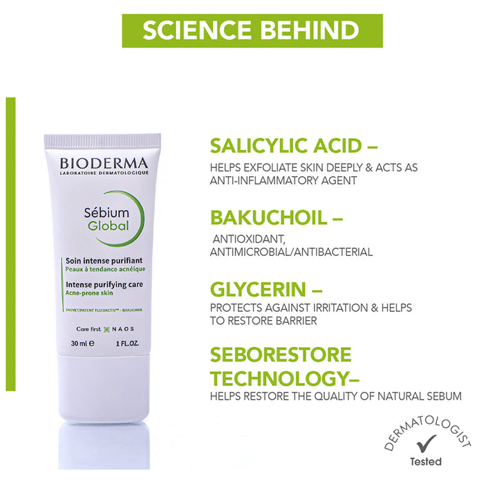 Bioderma Sebium Global Intense Purifying Cream | For Combination to Acne Prone Skin