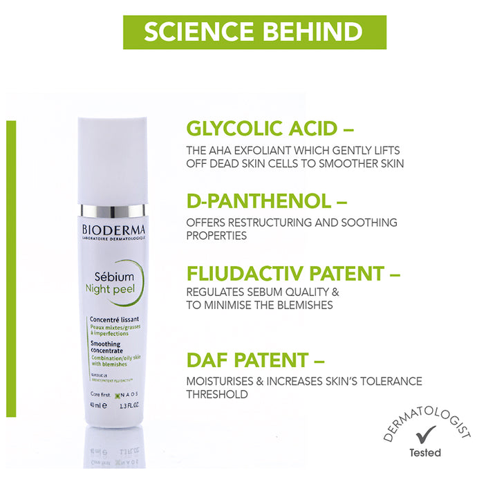 Bioderma Sebium Night Peel Smoothing Concentrate | Reduces Spots & Blemishes | For Combination/Oily Skin